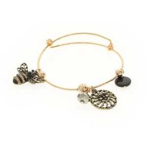 Bumble Bee & Sun Gold Plated Wire Charm Bracelet